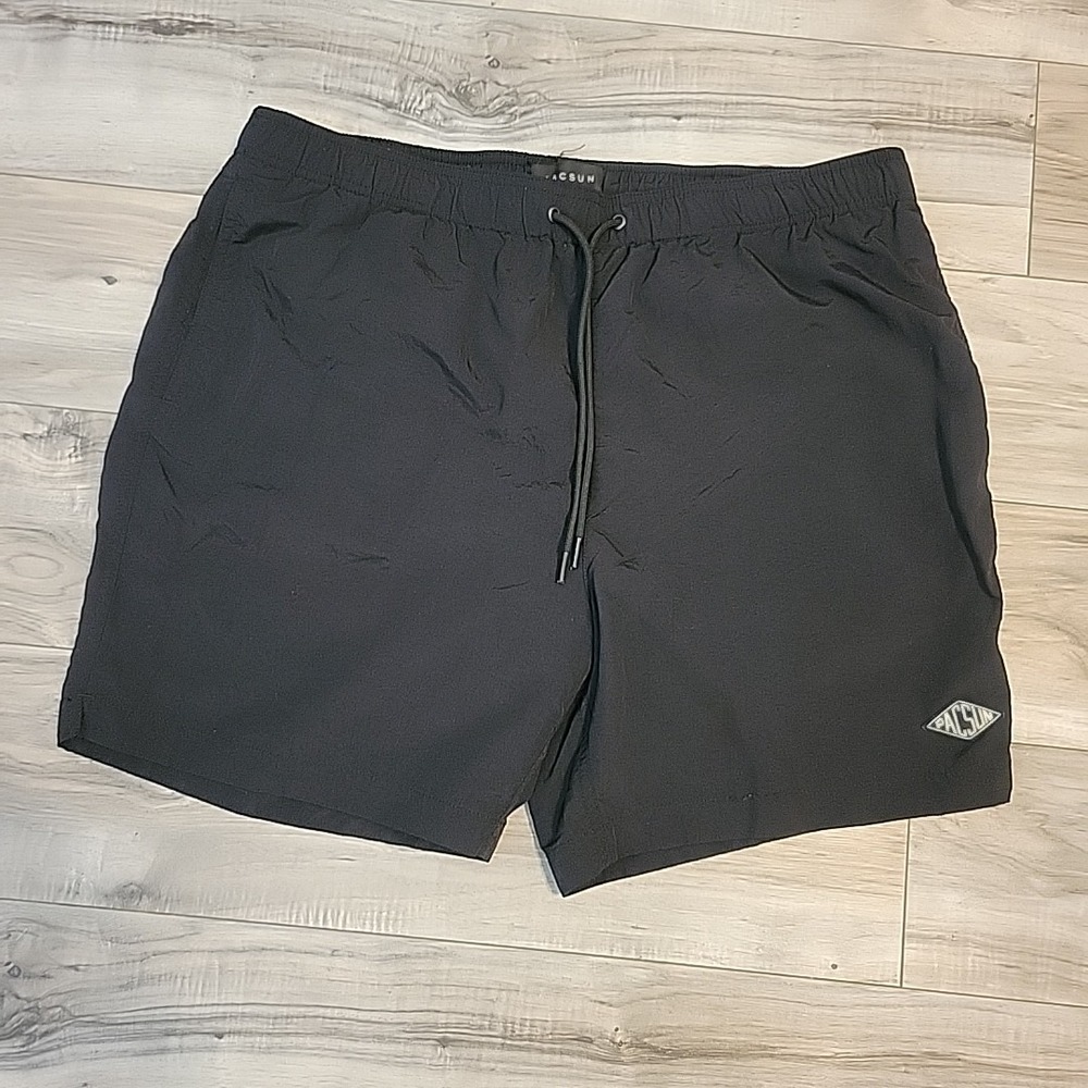Pacsun Swim Trunks Shorts Mens XL Black Lined 6" Inseam